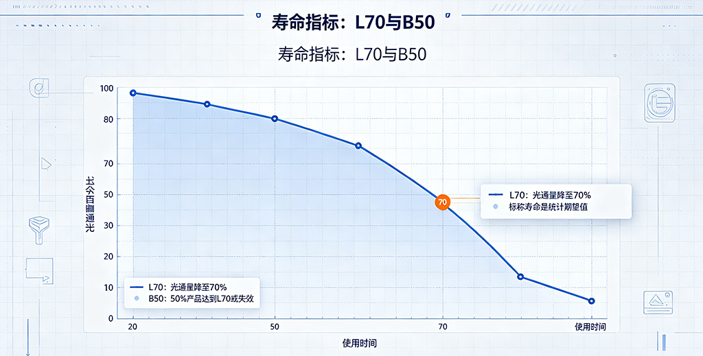 LED防爆灯L70B50寿命指标示意图