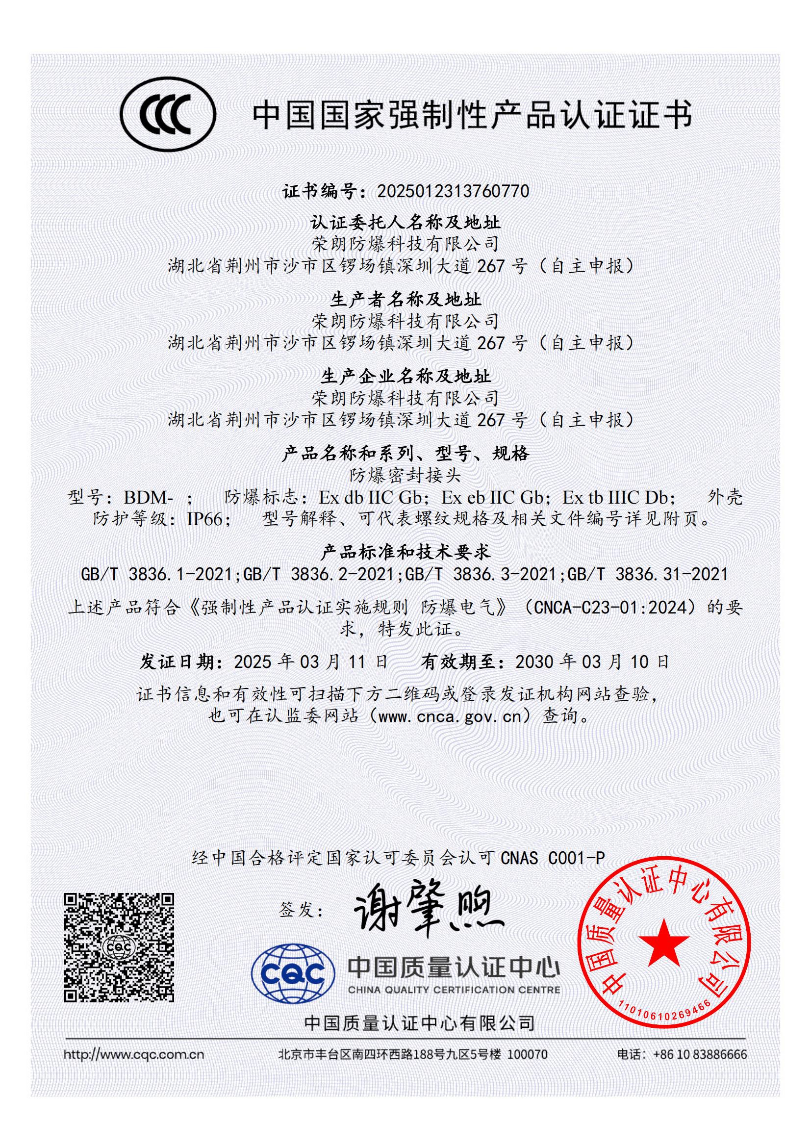 防爆铠装电缆密封接头BDM - LED防爆灯 - 荣朗防爆