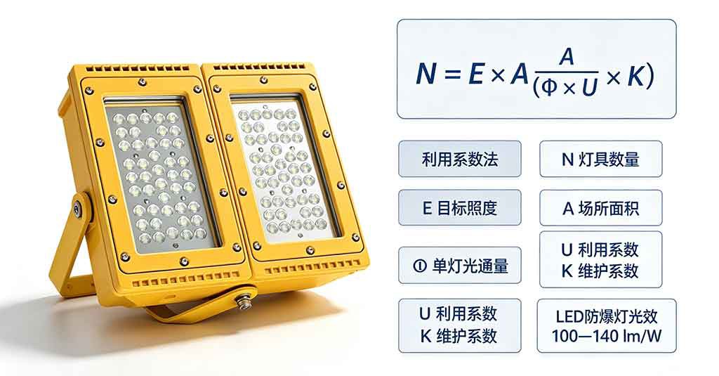 防爆灯具功率密度选型参考表