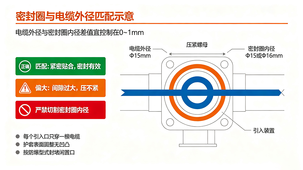 密封圈与电缆外径匹配示意