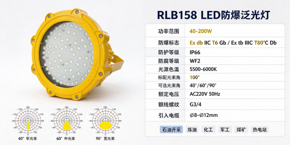 RLB158防爆泛光灯参数及配光曲线图