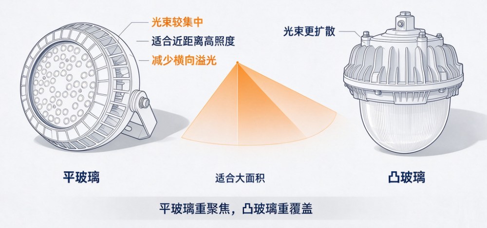 平玻璃凸玻璃配光差异对比